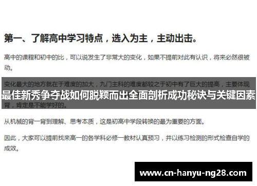 最佳新秀争夺战如何脱颖而出全面剖析成功秘诀与关键因素